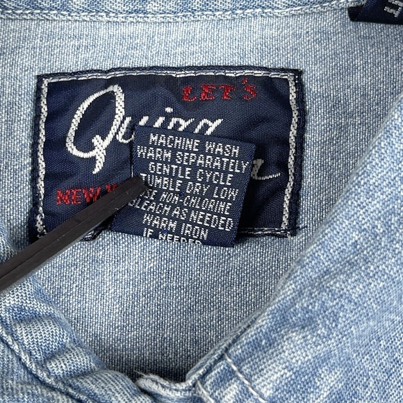 Quizz Again Shirt Womens Medium Blue Denim Vintage Big Cat Safari Animal Flowers - Picture 8 of 14